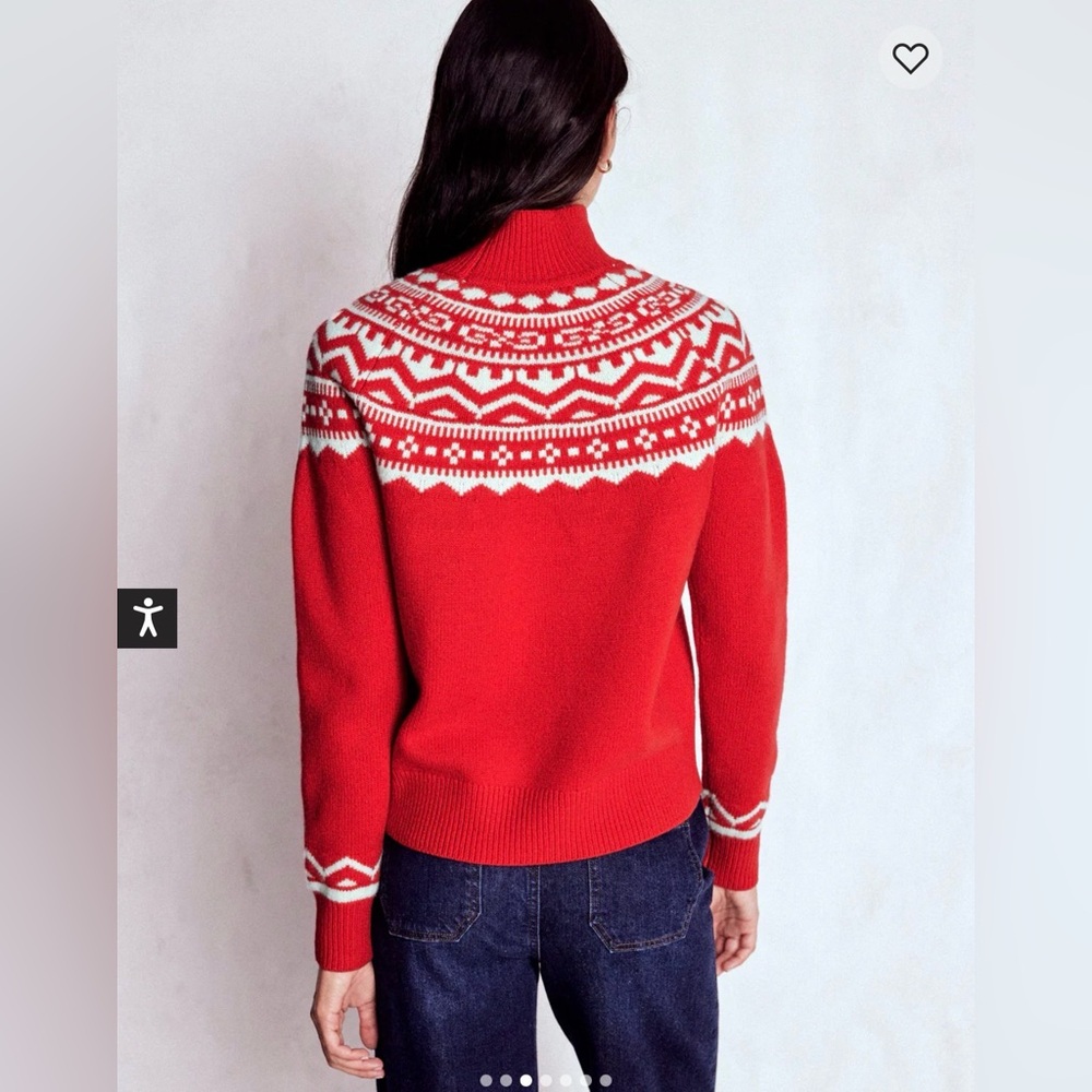 NEW! BODEN Marion Fair Isle Wool Mock Neck Sweater - Picture 3 of 10